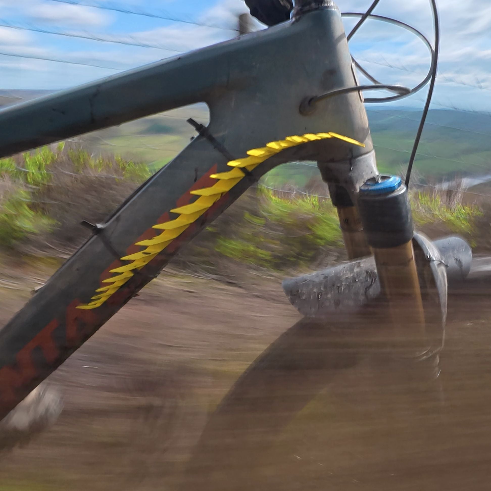 CombOver MTB mudguard mounted on a mountain bike on a dirt trail
